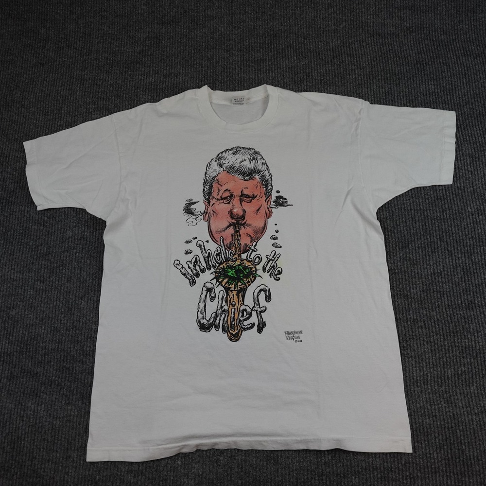 Vintage Inhale To The Chief Shirt Mens 2XL White Bill Clinton 1992 Single Stitch